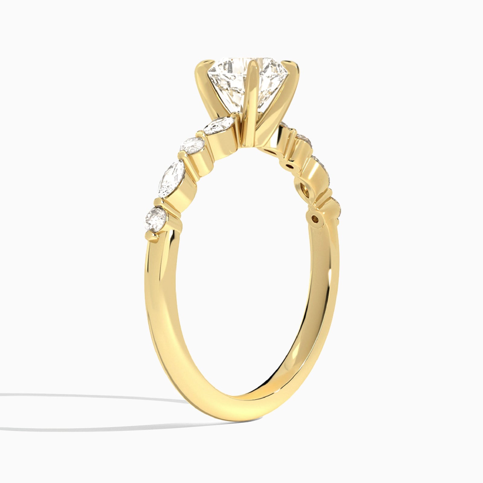 Cushion Chateau Lab Grown Diamond Engagement Ring In 14K Yellow Gold, Angle View