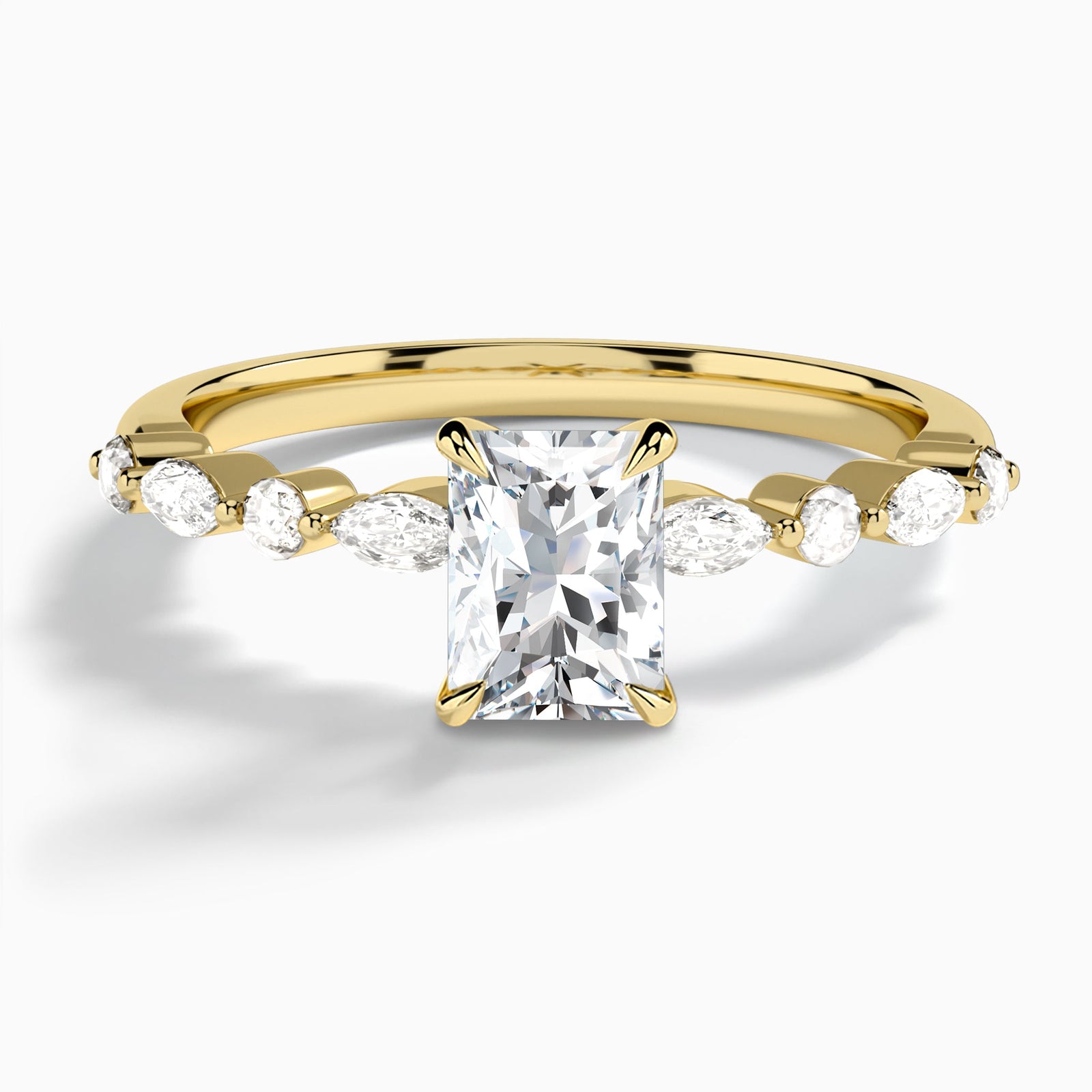 Radiant Chateau Lab Grown Diamond Engagement Ring In 14K Yellow Gold - Lucenjuri