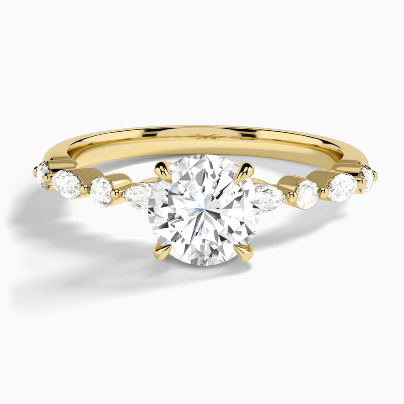 Round Chateau Lab Grown Diamond Engagement Ring In 14K Yellow Gold - Lucenjuri
