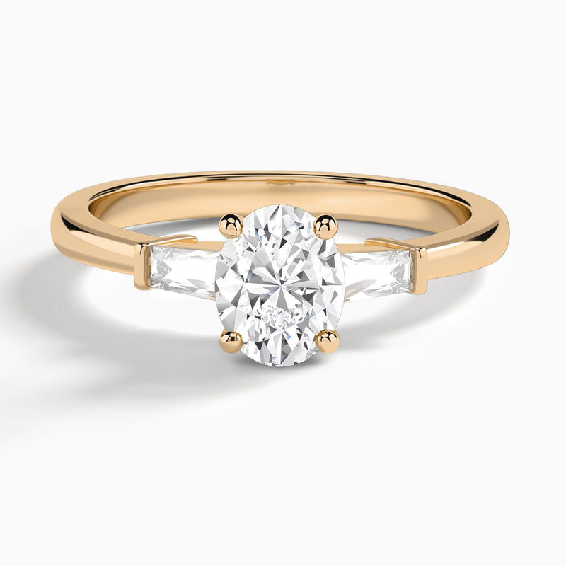 Oval Tapered Baguette Lab Diamond Engagement Ring In 14K Rose Gold - Lucenjuri