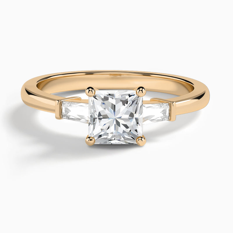 Princess Tapered Baguette Lab Diamond Engagement Ring In 14K Rose Gold - Lucenjuri