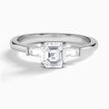 Asscher Tapered Baguette Lab Diamond Engagement Ring In 18K White Gold - Lucenjuri