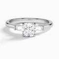 Cushion Tapered Baguette Lab Diamond Engagement Ring In 14K White Gold - Lucenjuri