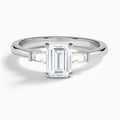 Emerald Tapered Baguette Lab Diamond Engagement Ring In 14K White Gold - Lucenjuri