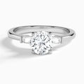 Round Tapered Baguette Lab Diamond Engagement Ring In 18K White Gold - Lucenjuri