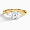 Round Tapered Baguette Lab Diamond Engagement Ring In 14K Yellow Gold - Lucenjuri