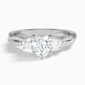 Heart Three Stone Twisted Vine Lab Diamond Engagement Ring In Platinum - Lucenjuri
