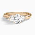 Round Three Stone Twisted Vine Lab Diamond Engagement Ring In 14K Rose Gold - Lucenjuri