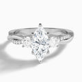 Marquise Three Stone Twisted Vine Lab Diamond Engagement Ring In 14K White Gold - Lucenjuri