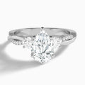 Pear Three Stone Twisted Vine Lab Diamond Engagement Ring In 14K White Gold - Lucenjuri