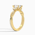 Marquise Three Stone Twisted Vine Lab Diamond Engagement Ring In 14K Yellow Gold, Angle View