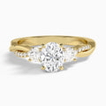 Oval Three Stone Twisted Vine Lab Diamond Engagement Ring In 18K Yellow Gold - Lucenjuri