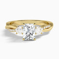 Radiant Three Stone Twisted Vine Lab Diamond Engagement Ring In 14K Yellow Gold - Lucenjuri