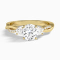 Round Three Stone Twisted Vine Lab Diamond Engagement Ring In 14K Yellow Gold - Lucenjuri