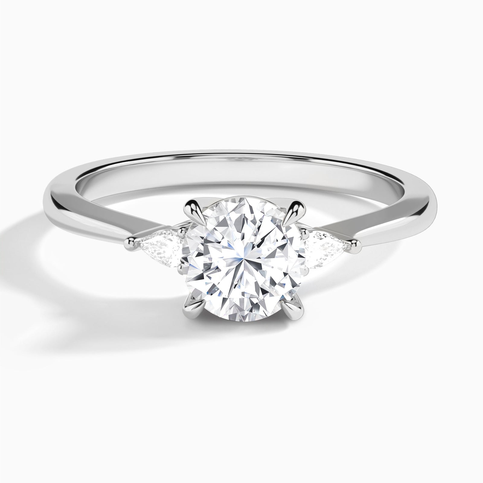 Round Dulcie Three Stone Lab Grown Diamond Engagement Ring In Platinum - Lucenjuri