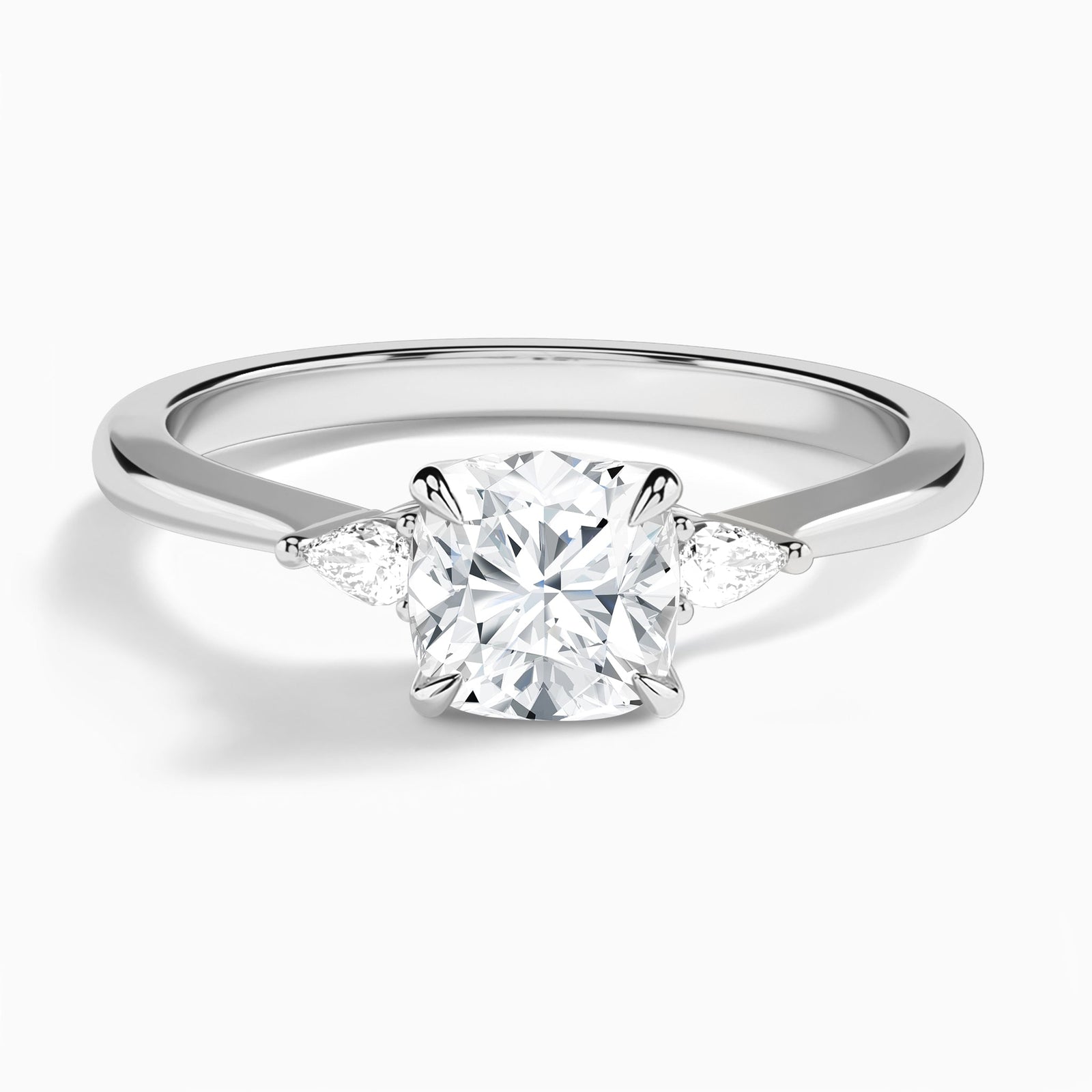 Cushion Dulcie Three Stone Lab Diamond Engagement Ring In 14K White Gold - Lucenjuri