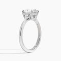 Radiant Dulcie Three Stone Lab Diamond Engagement Ring In 14K White Gold, Angle View