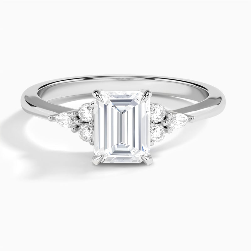 Emerald Marvella Lab Grown Diamond Engagement Ring In 14K White Gold - Lucenjuri