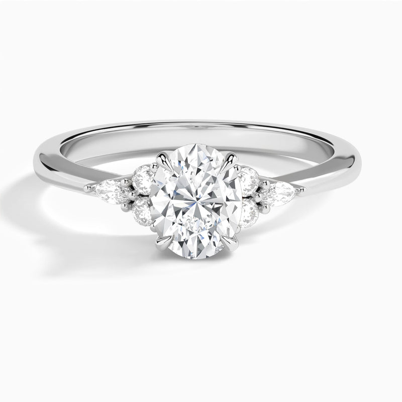 Oval Marvella Lab Grown Diamond Engagement Ring In 14K White Gold - Lucenjuri