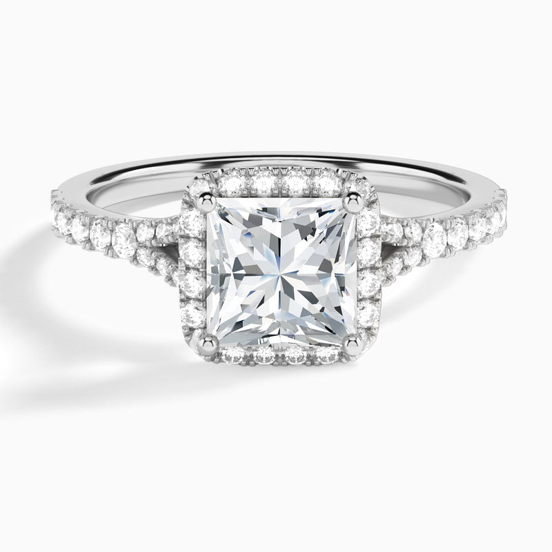 Princess Bliss Halo Lab Grown Diamond Engagement Ring In Platinum - Lucenjuri