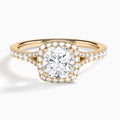 Cushion Bliss Halo Lab Grown Diamond Engagement Ring In 14K Rose Gold - Lucenjuri