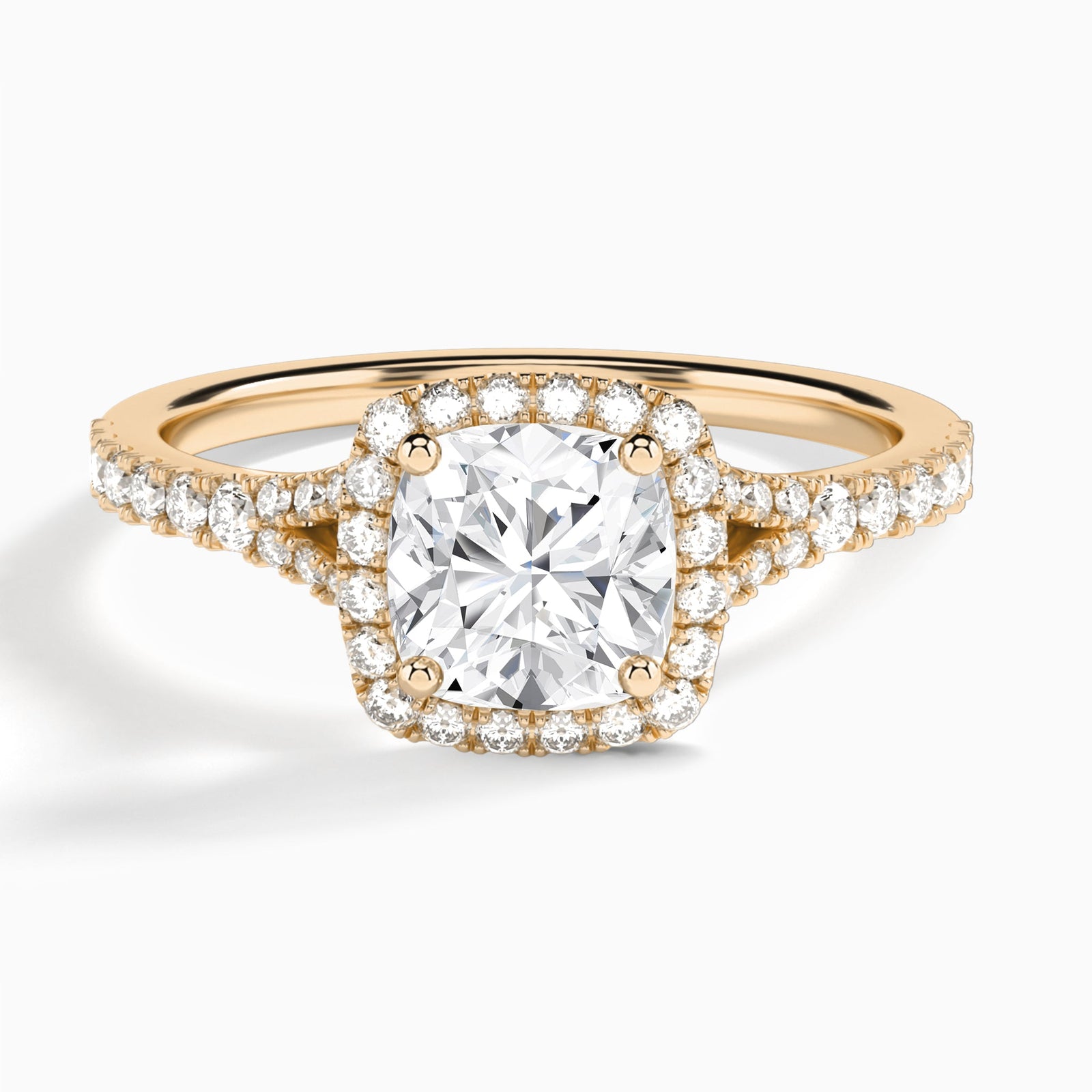 Cushion Bliss Halo Lab Grown Diamond Engagement Ring In 14K Rose Gold - Lucenjuri