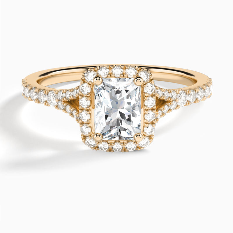 Radiant Bliss Halo Lab Grown Diamond Engagement Ring In 14K Rose Gold - Lucenjuri