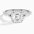 Asscher Bliss Halo Lab Grown Diamond Engagement Ring In 18K White Gold - Lucenjuri