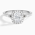 Oval Bliss Halo Lab Grown Diamond Engagement Ring In 14K White Gold - Lucenjuri