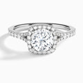 Round Bliss Halo Lab Grown Diamond Engagement Ring In 18K White Gold - Lucenjuri