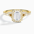 Emerald Bliss Halo Lab Grown Diamond Engagement Ring In 18K Yellow Gold - Lucenjuri