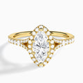 Marquise Bliss Halo Lab Grown Diamond Engagement Ring In 14K Yellow Gold - Lucenjuri