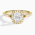 Oval Bliss Halo Lab Grown Diamond Engagement Ring In 18K Yellow Gold - Lucenjuri