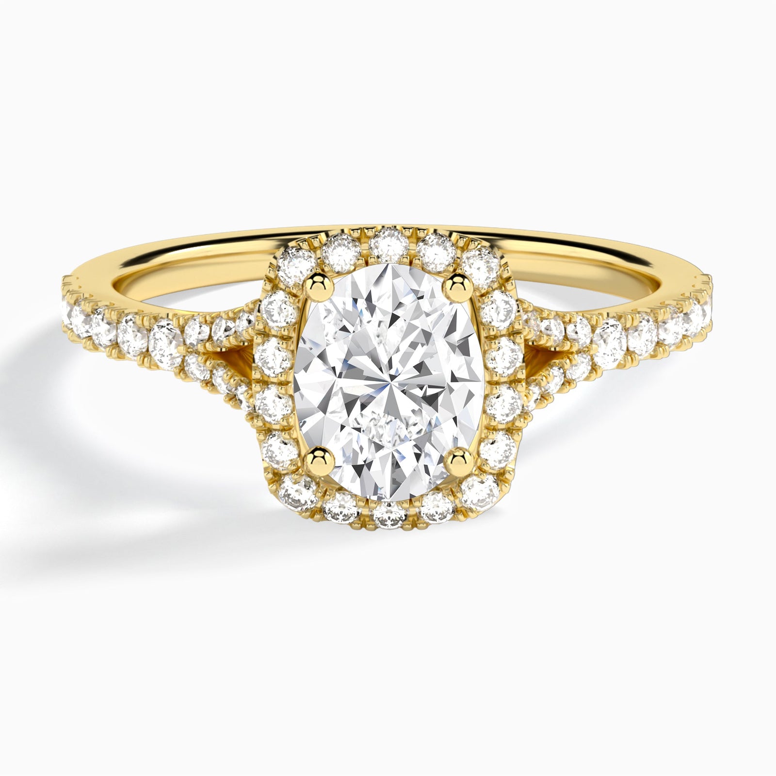 Oval Bliss Halo Lab Grown Diamond Engagement Ring In 18K Yellow Gold - Lucenjuri