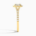 Oval Bliss Halo Lab Grown Diamond Engagement Ring In 18K Yellow Gold, Side View