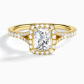 Radiant Bliss Halo Lab Grown Diamond Engagement Ring In 14K Yellow Gold - Lucenjuri