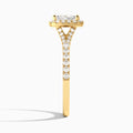 Radiant Bliss Halo Lab Grown Diamond Engagement Ring In 18K Yellow Gold, Side View