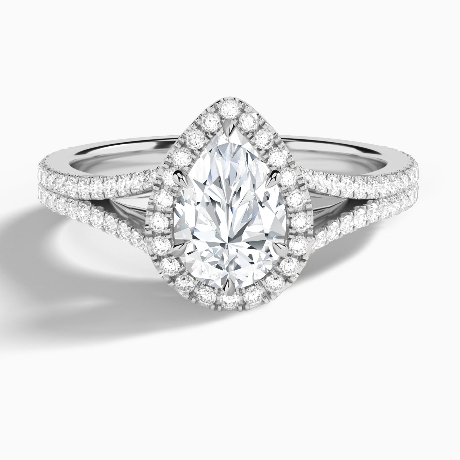Pear Minerva Halo Lab Grown Diamond Engagement Ring In Platinum - Lucenjuri