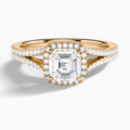 Asscher Minerva Halo Lab Grown Diamond Engagement Ring In 14K Rose Gold - Lucenjuri