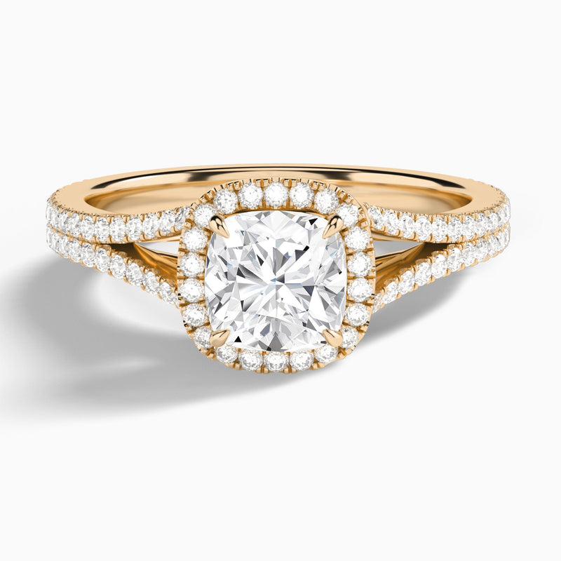 Cushion Minerva Halo Lab Grown Diamond Engagement Ring In 14K Rose Gold - Lucenjuri