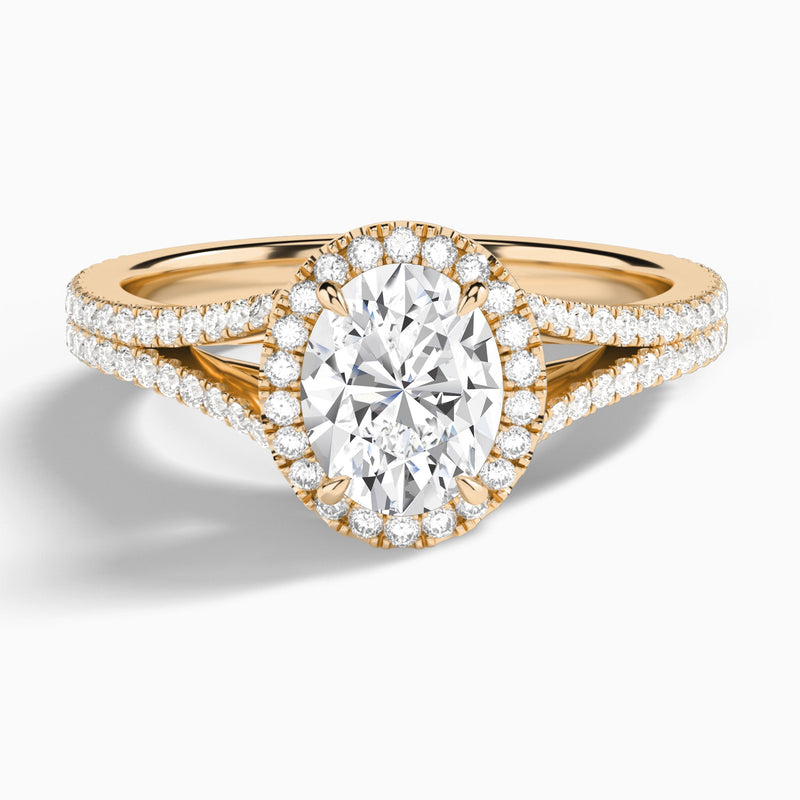 Oval Minerva Halo Lab Grown Diamond Engagement Ring In 14K Rose Gold - Lucenjuri