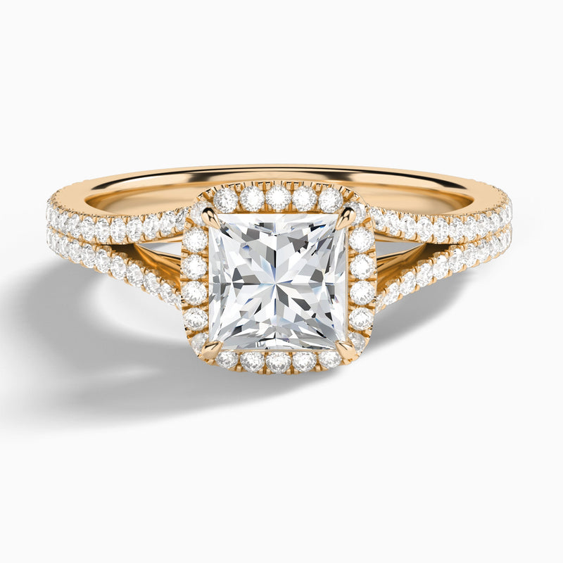 Princess Minerva Halo Lab Grown Diamond Engagement Ring In 14K Rose Gold - Lucenjuri