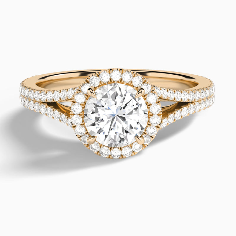 Round Minerva Halo Lab Grown Diamond Engagement Ring In 14K Rose Gold - Lucenjuri