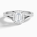 Emerald Minerva Halo Lab Grown Diamond Engagement Ring In 14K White Gold - Lucenjuri