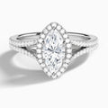 Marquise Minerva Halo Lab Grown Diamond Engagement Ring In 14K White Gold - Lucenjuri