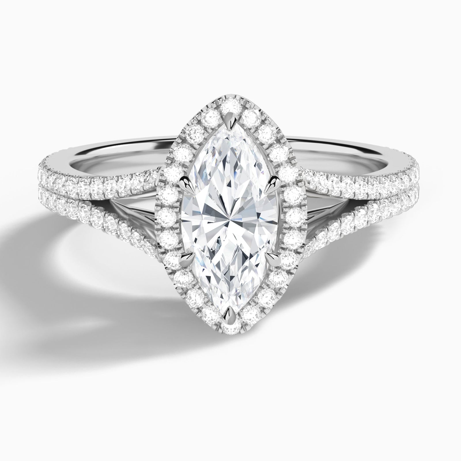 Marquise Minerva Halo Lab Grown Diamond Engagement Ring In 14K White Gold - Lucenjuri
