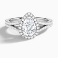 Pear Minerva Halo Lab Grown Diamond Engagement Ring In 14K White Gold - Lucenjuri