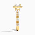 Cushion Minerva Halo Lab Grown Diamond Engagement Ring In 14K Yellow Gold, Side View