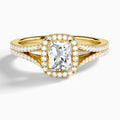 Radiant Minerva Halo Lab Grown Diamond Engagement Ring In 14K Yellow Gold - Lucenjuri