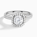 Round Luxe Pavé Halo Lab Grown Diamond Engagement Ring In Platinum - Lucenjuri